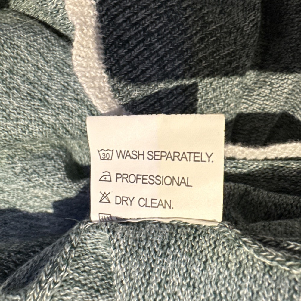 Women's M Wool Sweater Miss‎ Look, Vintage green Heathered, Scallop Finish boho - Picture 10 of 10